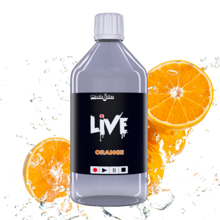 E-liquide Orange 1 Litre – La Gamme LIVE Music-Juice pour une Vape Fruity et Dynamique